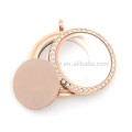 Atacado rodada de ouro rosa 316l placas de aço inoxidável para locket flutuante